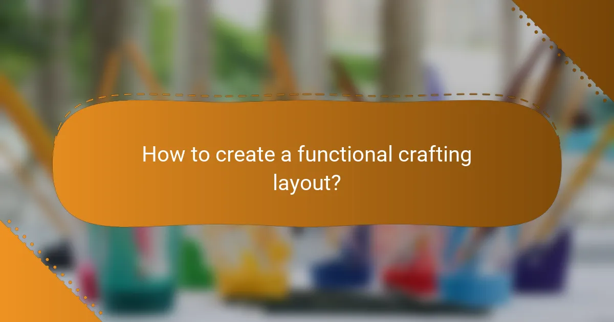 How to create a functional crafting layout?